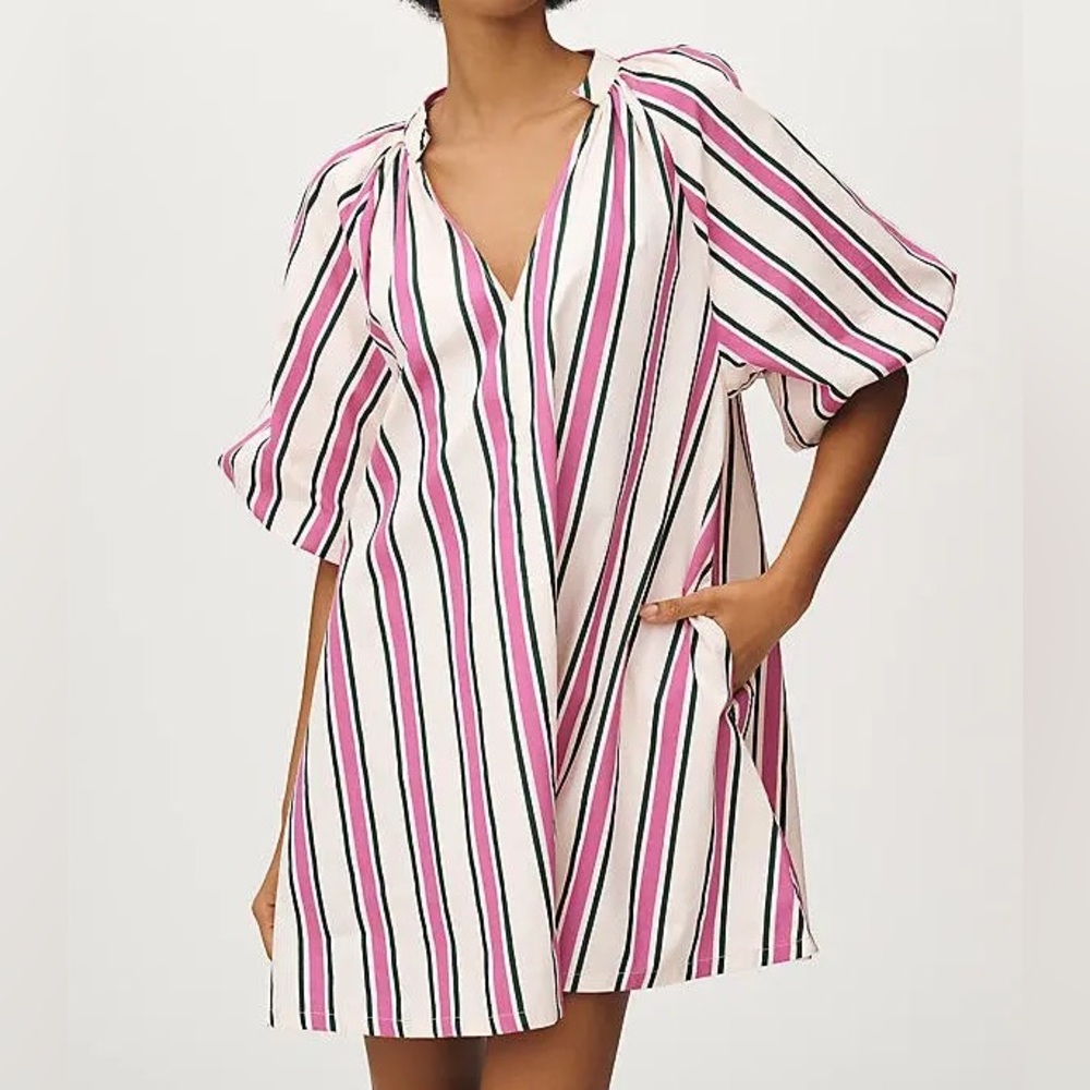 Bel Kazan Striped Mini Kaftan Dress purple pink 
Size XS/S
